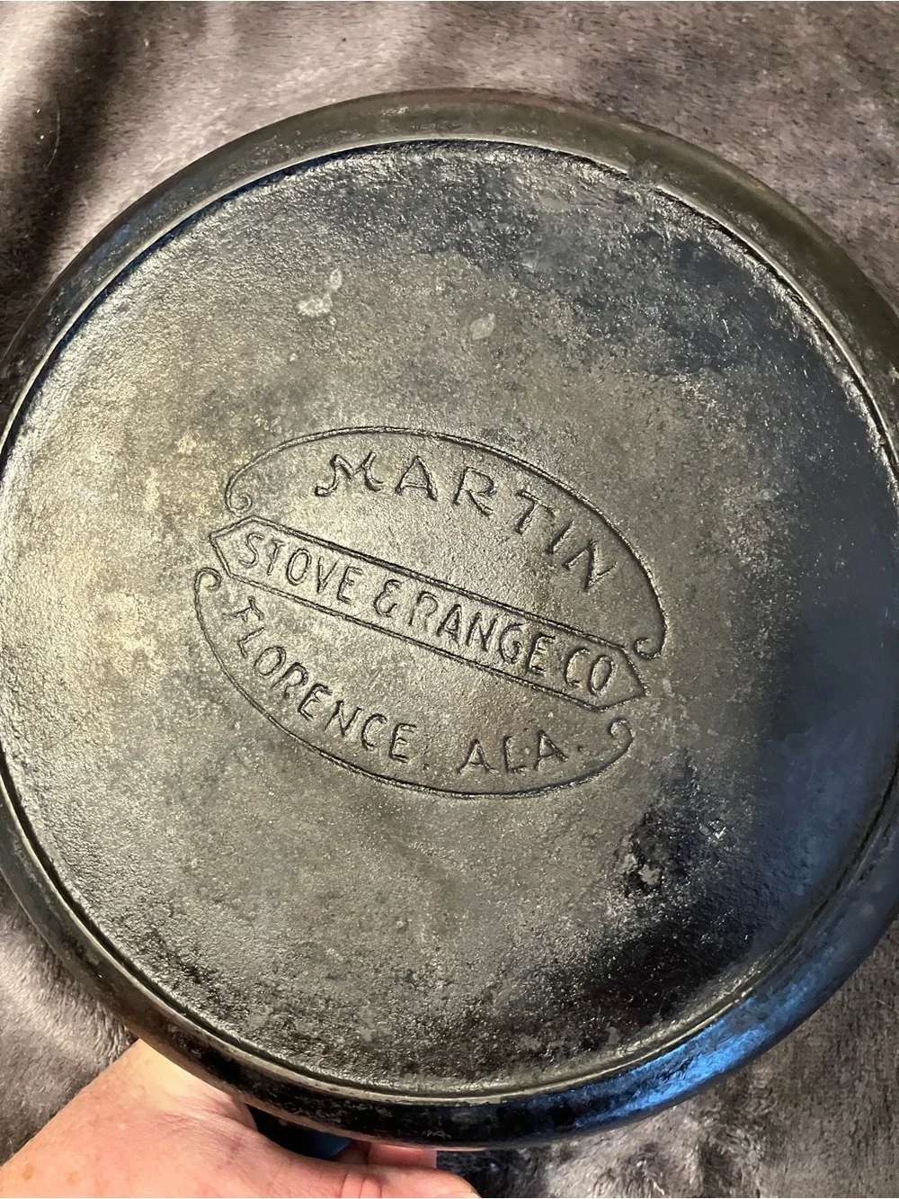 Martin Cast Iron #7 Shallow Skillet with Hamburger Logo